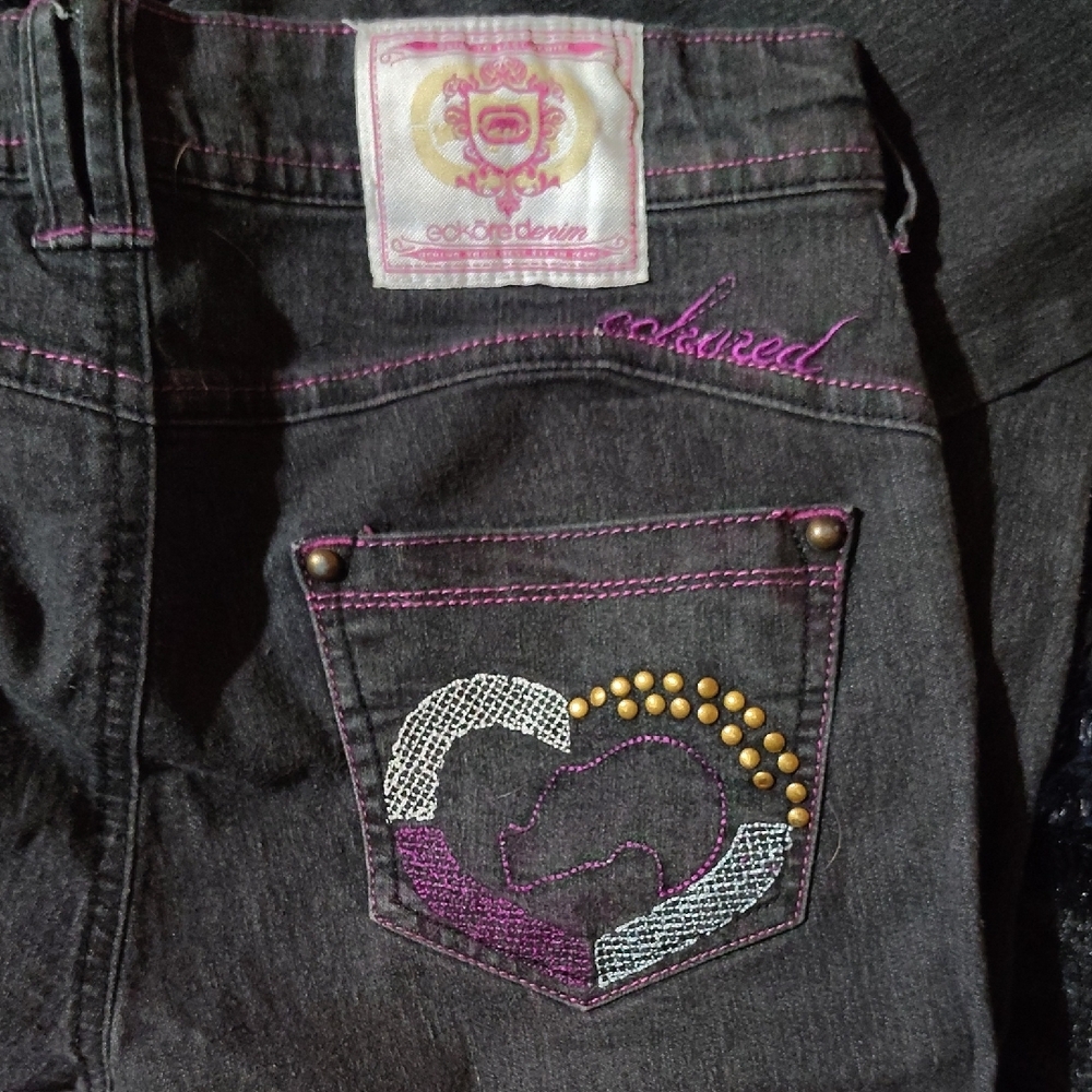 Ecko Unlimited Black Skinny Jeans Rhinestone Detail